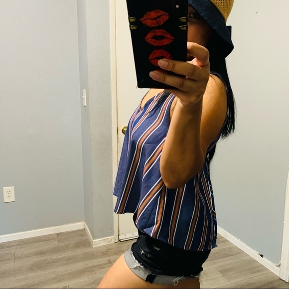 Salt Water Luxe Indigo Stripped Summer Women Top Size Small - Picture 3 of 15